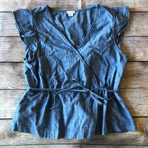J.Crew chambray faux wrap blouse - size 14